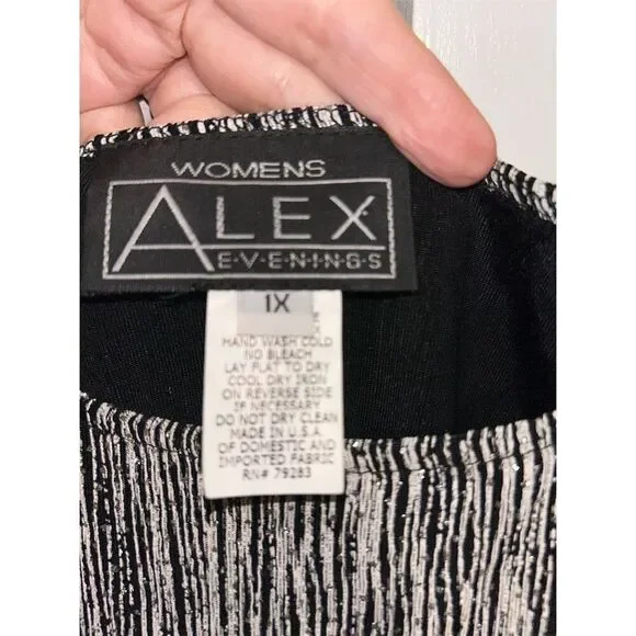 Alex Evenings Women's Sleeveless Glitter Tank Top Black 1X Party - Picture 3 of 4